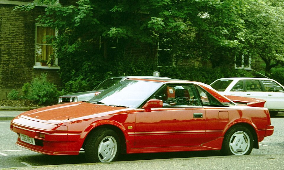 Toyota MR2 AW11 mid-engined sports car in red